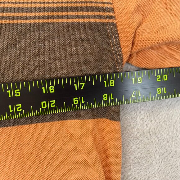 RedHead Mens Polo Shirt Small Short Sleeve Pullover Casual Striped Orange - Picture 4 of 11